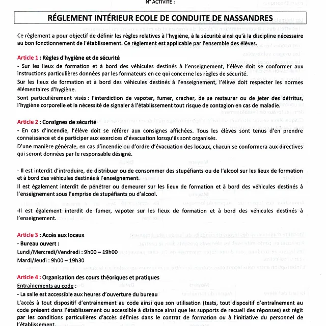 document du règlement de conduite 11