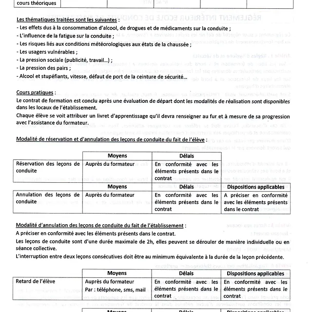 document du règlement de conduite 12
